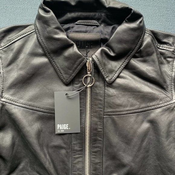 PAIGE Temecula Jacket, Black Leather, Size S, NWT - Picture 3 of 7